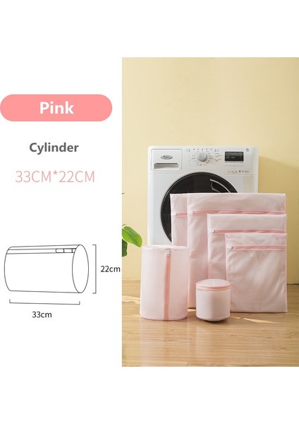 Pembe 22-33CM Tarzı Şeker Renkleri Örgü Çamaşır Torbası Ev Çamaşır Makinesi Torbaları Polyester Net Katlanabilir Iç Çamaşırı Yıkama Torbası (Yurt Dışından)
