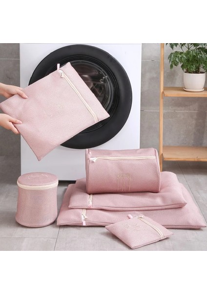 Xl 40-50CM Stili Yeni Stil Sutyen Pembe Nakış Çamaşır Torbası Yıkama Için Katlanabilir Örgü Seyahat Iç Çamaşırı Saklama Çantası (Yurt Dışından)