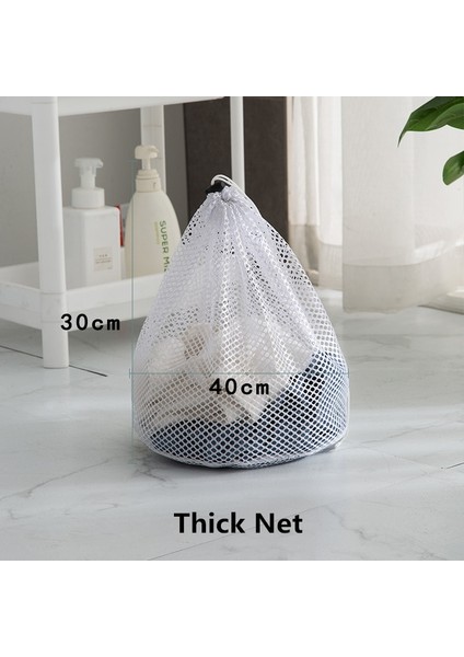Kalın Ağ 30-40CM Tarzı Çamaşır Makinesi Kirli Çamaşır Torbası Yumuşak ve Sert Giysiler Yıkama Torbaları Ev Tipi Polyester Örgü Çamaşır Sepeti Ipli Çamaşır Torbası (Yurt Dışından)