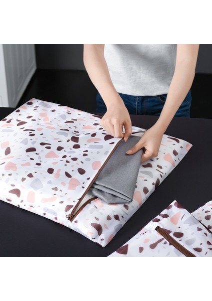 Nokta S 30X40CM Stili Renkli Taş Stil Fermuarlı Örgü Çamaşır Torbası Polyester Çamaşır Net Çanta Iç Çamaşırı Çorap Çamaşır Makinesi Kılıfı Giysi Sutyen Çantaları (Yurt Dışından)