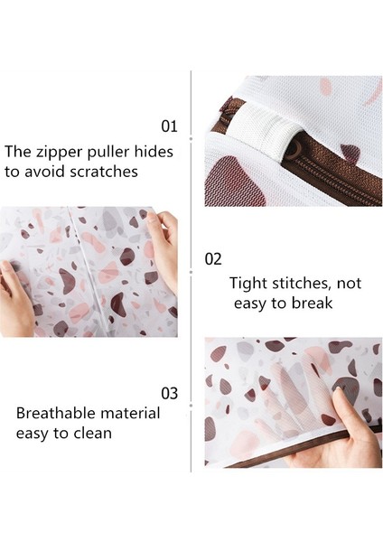 Nokta S 30X40CM Stili Renkli Taş Stil Fermuarlı Örgü Çamaşır Torbası Polyester Çamaşır Net Çanta Iç Çamaşırı Çorap Çamaşır Makinesi Kılıfı Giysi Sutyen Çantaları (Yurt Dışından)