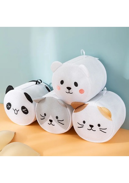 B Tarzı Karikatür Nakış Kedi Panda Şekli Sutyen Çamaşır Torbası Katlanabilir Çamaşır Makinesi Çantası Yaratıcı Sevimli Iç Çamaşırı Saklama Çantası Banyo (Yurt Dışından)