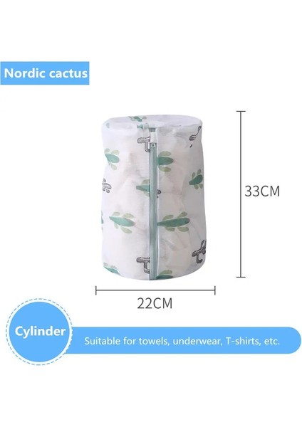 Silindir 22-33CM Tarzı Polyester Çamaşır Torbaları Iç Çamaşırı Sutyen Ev Tipi Çamaşır Makinesi Torbaları Baskı Örgü Çamaşır Torbası Kirli Çamaşır Organizatörü (Yurt Dışından) fiyatları