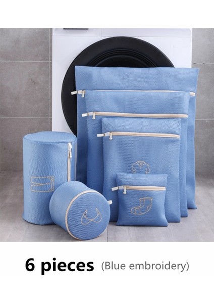 Pembe 6 Parça Set Stili 1 Takım Nakış Çamaşır Torbası Yıkama Sutyen Iç Çamaşırı Yıkama Torbaları Polyester Örgü Çamaşır Sepeti Ev Katlanabilir Yıkama Kitleri (Yurt Dışından)