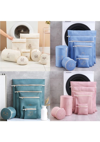 Pembe 6 Parça Set Stili 1 Takım Nakış Çamaşır Torbası Yıkama Sutyen Iç Çamaşırı Yıkama Torbaları Polyester Örgü Çamaşır Sepeti Ev Katlanabilir Yıkama Kitleri (Yurt Dışından)