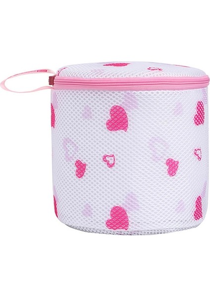 E Stili Kalp Yuvarlak Örgü Çamaşır Torbası Polyester Ev Düzenleyici Kaba Net Çiçek Sepeti Çamaşır Torbaları Çamaşır Makineleri Için Örgü Sutyen Çantası (Yurt Dışından)