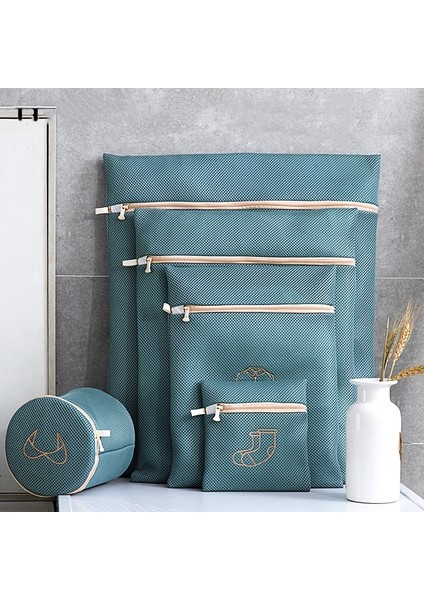 20X30CM Silindir Stili Morandi Nakış Çamaşır Torbası Çamaşır Torbası Iç Çamaşırı Çamaşır Makinesi Torbaları Taşınabilir Giyim Organizatör Çorap Sütyen Çamaşır Sepeti (Yurt Dışından)
