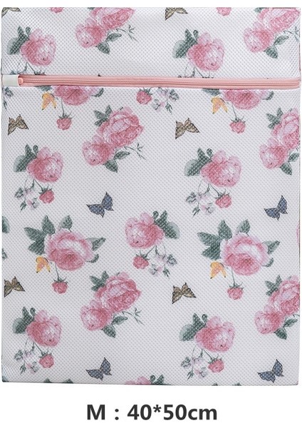 M 40-50CM Stili Yeni Gül Baskı Çamaşır Torbası Iç Çamaşırı Sutyen Yıkama Torbaları Iç Çamaşırı Korumak Çamaşır Kılıfı Seyahat Taşınabilir Çamaşır Organizatör Çantası (Yurt Dışından) fiyatları