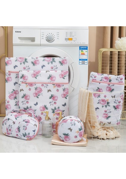 M 40-50CM Stili Yeni Gül Baskı Çamaşır Torbası Iç Çamaşırı Sutyen Yıkama Torbaları Iç Çamaşırı Korumak Çamaşır Kılıfı Seyahat Taşınabilir Çamaşır Organizatör Çantası (Yurt Dışından) fırsatları
