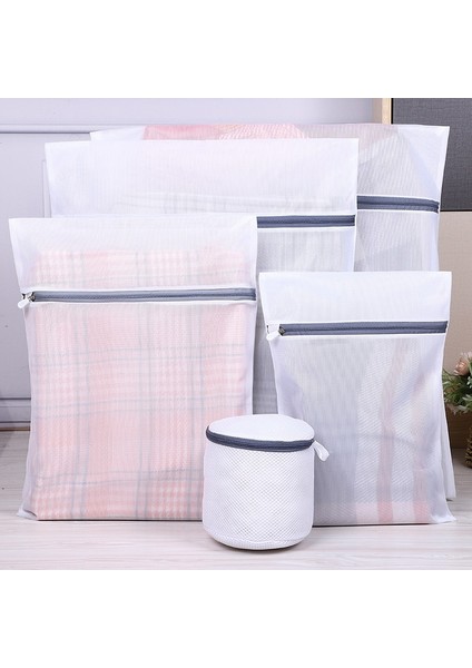 40X50CM Stili Gri Fermuar Örgü Yıkama Torbaları Ev Çamaşır Makinesi Çantası Çamaşırhane Iç Çamaşırı Sutyen Çorap Kirli Giysiler Çamaşır Sepeti (Yurt Dışından)