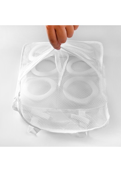 Beyaz Beden M Tarzı Örgü Çamaşır Makinesi Ayakkabı Çantası Seyahat Ayakkabı Saklama Torbaları Taşınabilir Örgü Çamaşır Torbası Anti-Deformasyon Koruyucu Giysi Düzenleyici (Yurt Dışından) modelleri