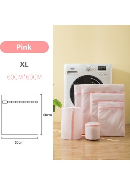 Pembe 60-60CM Tarzı Şeker Renkleri Örgü Çamaşır Torbası Ev Çamaşır Makinesi Torbaları Polyester Net Katlanabilir Iç Çamaşırı Yıkama Torbası (Yurt Dışından) fiyatları