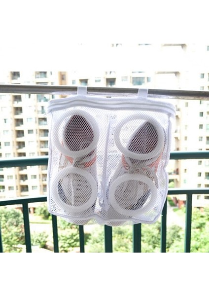 Beyaz Stil Taşınabilir Tembel Ayakkabı Yıkama Torbaı Ayakkabı Çamaşır Torbaı Iç Çamaşırı Sutyen Ayakkabı Havalandırma Kuru Alet Örgü Çamaşır Torbası Koruyucu Organizatör (Yurt Dışından) indirimleri