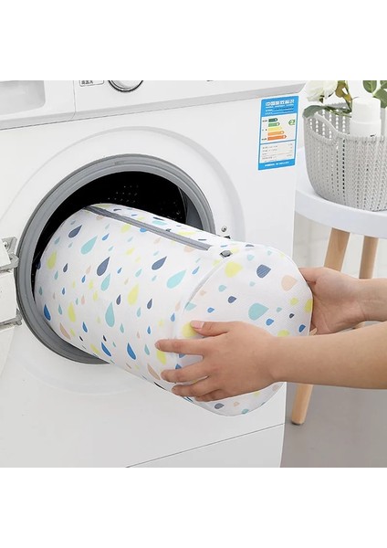 Silindir 22-33CM Tarzı Polyester Örgü Çamaşır Torbası Katlanabilir Seyahat Organizatörü Giyim Iç Çamaşırı Yıkama Torbası Ince Net Çamaşır Makinesi Torbaları Çamaşır Sepeti (Yurt Dışından) modelleri