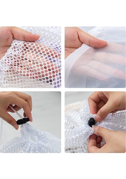 Kaba Ağ 50-60CM Stili 8 Boyutlu Çamaşır Torbaları Ipli Örgü Iç Çamaşır Sepeti Polyester Net Çamaşır Makinesi Torbası Büyük Kapasiteli Kirli Çamaşır Torbası (Yurt Dışından)