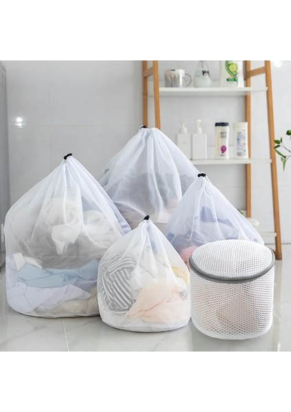 Kaba Ağ 50-60CM Stili 8 Boyutlu Çamaşır Torbaları Ipli Örgü Iç Çamaşır Sepeti Polyester Net Çamaşır Makinesi Torbası Büyük Kapasiteli Kirli Çamaşır Torbası (Yurt Dışından)