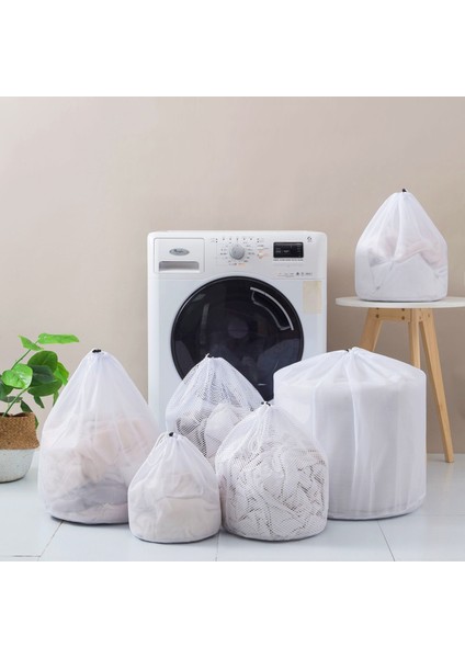 Kaba Ağ 50-60CM Stili 8 Boyutlu Çamaşır Torbaları Ipli Örgü Iç Çamaşır Sepeti Polyester Net Çamaşır Makinesi Torbası Büyük Kapasiteli Kirli Çamaşır Torbası (Yurt Dışından)