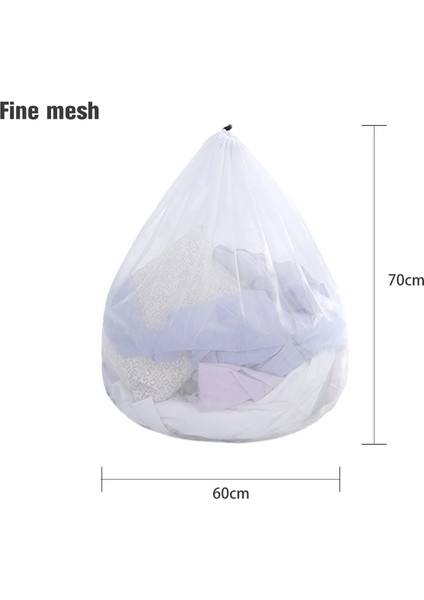 FINE60X70 Stili 4 Adet Büyük Kapasiteli Örgü Çamaşır Yıkama Torbası Giyim Yıkama Bakımı Koruma Ağı Iç Çamaşırı Mont Perde Ipli Çamaşır Sepeti (Yurt Dışından)