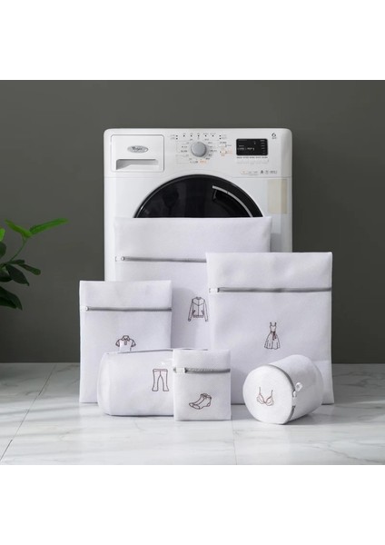 Beyaz 18-22CM Tarzı Nakış Çamaşır Torbaları Çamaşır Iç Çamaşırı Giysileri Yüksek Li Örgü Çamaşır Yıkama Torbası Depolama Iç Çamaşırı Çorap Sutyen Yıkama Kılıfı (Yurt Dışından) fırsatları