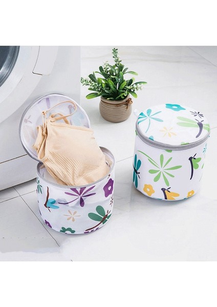 S 25CM-30CM Stili Yeni Stil Mor Yusufçuk Desen Baskı Çamaşır Torbası Çamaşır Makinesi Özel Saklama Çantası Sütyen Silindirik Çamaşır Torbası (Yurt Dışından) modelleri