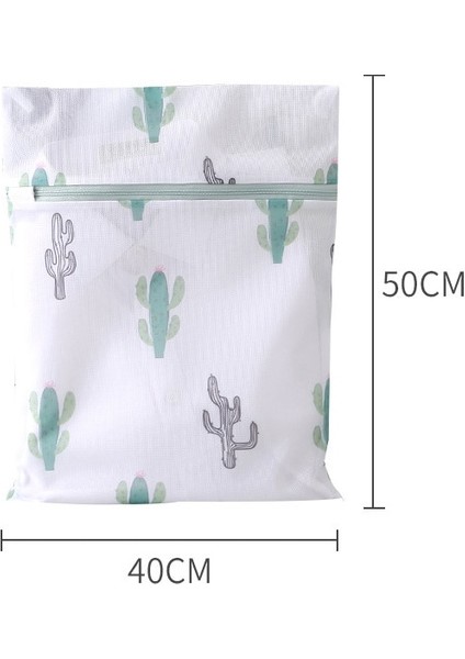 M 40-50CM Stili Kaktüs Baskı Fermuarlı Örgü Çamaşır Torbası Polyester Çamaşır Net Çanta Iç Çamaşırı Çorap Çamaşır Makinesi Kılıfı Giysi Sutyen Çantaları (Yurt Dışından) fiyatları