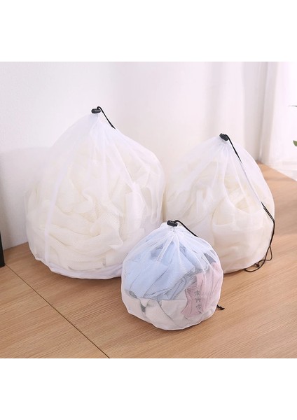 Beyaz Stil 40CM x 50CM 3 Boyutları Naylon Çamaşır Makinesi Çantası Ipli Sutyen Iç Çamaşırı Çorap Katlanabilir Örgü Çamaşır Torbası Ev Giysileri Çamaşır Bakımı Ev (Yurt Dışından) modelleri