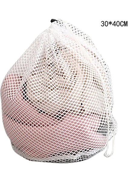30X40CM Tarzı Ince Ağ 4 Boyutlu Büyük Çamaşır Torbası Dayanıklı Ince Örgü Çamaşır Torbası Hassas Giysiler Için Kilitlenebilir Ipli Iç Çamaşırı Çorap Sütyen (Yurt Dışından)