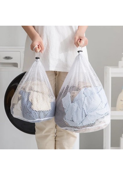 Kalın 30X40CM Stili Ipli Çamaşır Torbası, Ince Fileli Makinede Yıkama, Özel Bakım ve Yıkama Torbası, Kalın File Torba, Büyük Çamaşır Fileli Torba (Yurt Dışından)