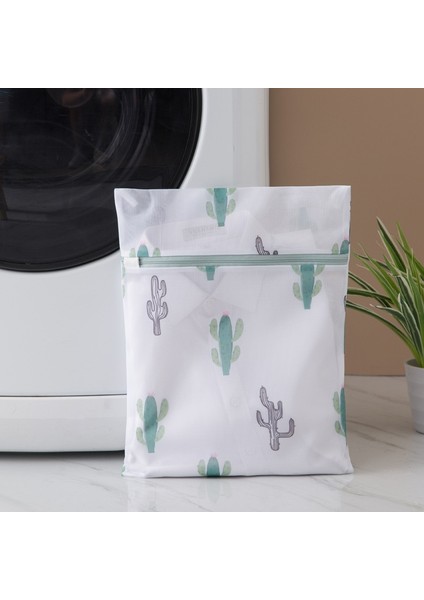 M 40-50CM Stili Kaktüs Baskı Fermuarlı Örgü Çamaşır Torbası Polyester Çamaşır Net Çanta Iç Çamaşırı Çorap Çamaşır Makinesi Kılıfı Giysi Sutyen Çantaları (Yurt Dışından) indirimleri