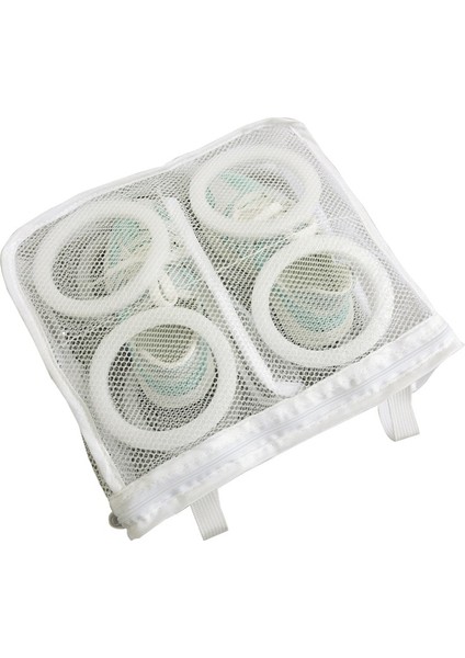 B-BEYAZ-40X19CM Stili Çamaşır Makinesi Ayakkabı Çanta Seyahat Ayakkabı Saklama Torbaları Taşınabilir Örgü Çamaşır Torbası Anti-Deformasyon Koruyucu Giysi Düzenleyici (Yurt Dışından)