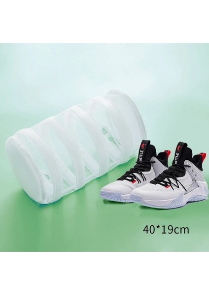 B-BEYAZ-40X19CM Stili Çamaşır Makinesi Ayakkabı Çanta Seyahat Ayakkabı Saklama Torbaları Taşınabilir Örgü Çamaşır Torbası Anti-Deformasyon Koruyucu Giysi Düzenleyici (Yurt Dışından) fiyatları