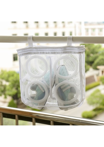 B-BEYAZ-40X19CM Stili Çamaşır Makinesi Ayakkabı Çanta Seyahat Ayakkabı Saklama Torbaları Taşınabilir Örgü Çamaşır Torbası Anti-Deformasyon Koruyucu Giysi Düzenleyici (Yurt Dışından) fırsatları