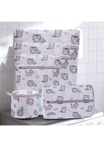 L Tarzı Karikatür Güzel Kedi Baskı Çamaşır Torbası Ev Giyim Korumak Örgü Çanta Çamaşır Makinesi Için Yüksek Li Sevimli Yıkama Net Çanta (Yurt Dışından)