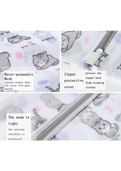 L Tarzı Karikatür Güzel Kedi Baskı Çamaşır Torbası Ev Giyim Korumak Örgü Çanta Çamaşır Makinesi Için Yüksek Li Sevimli Yıkama Net Çanta (Yurt Dışından) modelleri