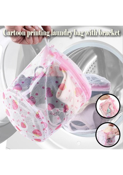 D Stili 15.5 cm Dayanıklı Karikatür Baskı Fermuarlı Çamaşır Torbası Braketi Örgü Sutyen Iç Çamaşırı Çamaşır Torbası Giysileri Koruyun Haddelemeyi Azaltın (Yurt Dışından) modelleri