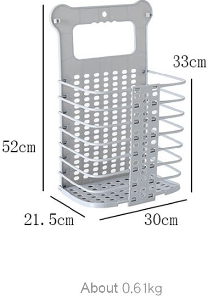 Gri Büyük Stil Yeni Katlanır Ev Çamaşır Sepet Sepet Raf Duvara Monte Kirli Giysiler Depolama Organizatör Plast Raf Tutucu (Yurt Dışından)