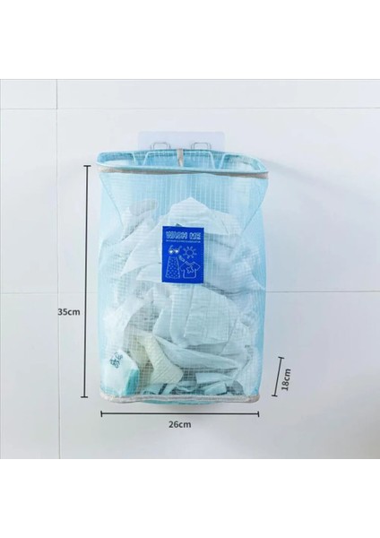 Mavi Stil Duvara Monte Çamaşır Sepeti Banyo Kirli Giysiler Saklama Sepeti Nefes Alabilir Örgü Giysi Saklama Kovası Çocuk Oyuncakları Organizatör (Yurt Dışından)