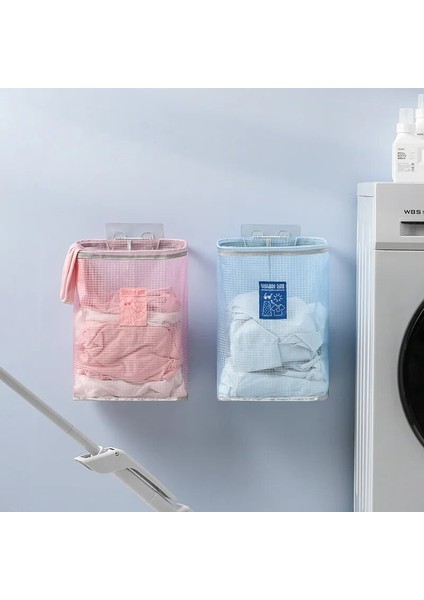 Mavi Stil Duvara Monte Çamaşır Sepeti Banyo Kirli Giysiler Saklama Sepeti Nefes Alabilir Örgü Giysi Saklama Kovası Çocuk Oyuncakları Organizatör (Yurt Dışından) modelleri