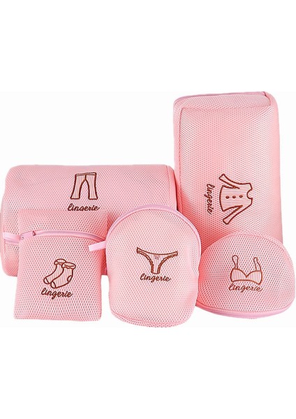 Bir Stil Pembe Nakışlı Iç Çamaşırı Çamaşır Torbası Fermuarlı Örgü Net Sütyen Çorap Çamaşır Torbası Katlanabilir Seyahat Taşınabilir Kirli Çamaşır Torbaları (Yurt Dışından)