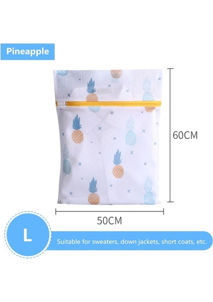 L 50-60CM Stili Ananas Baskı Fermuarlı Örgü Çamaşır Torbası Polyester Çamaşır Net Çanta Iç Çamaşırı Çorap Çamaşır Makinesi Kılıfı Giysi Sutyen Çantaları (Yurt Dışından) fiyatları