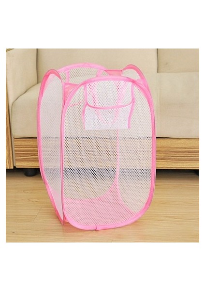 Pembe Tarzı Beyaz File Küçük Kirli Çamaşır Sepeti Katlanır Renkli File Saklama Sepeti Kirli Kıyafet Sepeti Kirli Kıyafet Sepeti Çamaşır Sepeti (Yurt Dışından)