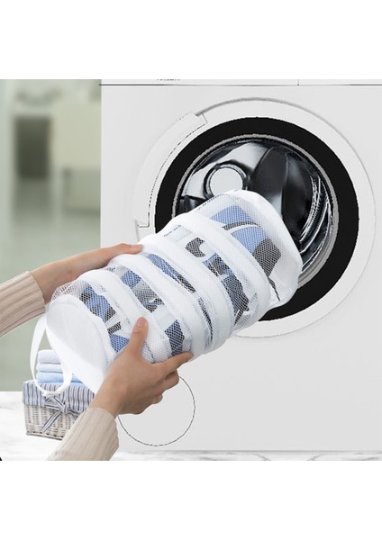 Kare Tarzı Ayakkabı Yıkama Saklama Torbası Çamaşır Makinesi Özel Bakım Çamaşır Torbası Ev Ayakkabı Yıkama Torbası Örgü Çanta Anti-Deformasyon (Yurt Dışından)