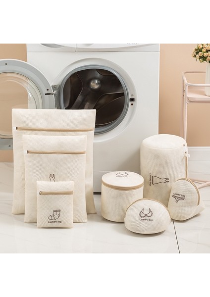Etek 30-40CM Tarzı 7 Boyut Çamaşır Torbaları Örgü Polyester Kirli Çamaşır Torbası Nakış Net Sutyen Yıkama Sepeti Organizatör Iç Giyim Çamaşır Torbası (Yurt Dışından)