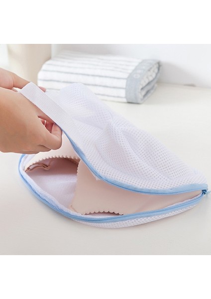 Beyaz Mavi Stil Temizlik Iç Çamaşırı Çamaşır Sutyen Çantası Seyahat Ev Kullanımı Için Sutyen Polyester Örgü Çantalar Çok Amaçlı Anti-Deformasyon Yıkama Torbası (Yurt Dışından)