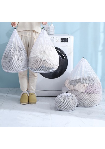 KABA30X40 Stili 4 Adet Büyük Kapasiteli Örgü Çamaşır Yıkama Torbası Giyim Yıkama Bakımı Koruma Ağı Iç Çamaşırı Mont Perde Ipli Çamaşır Sepeti (Yurt Dışından)