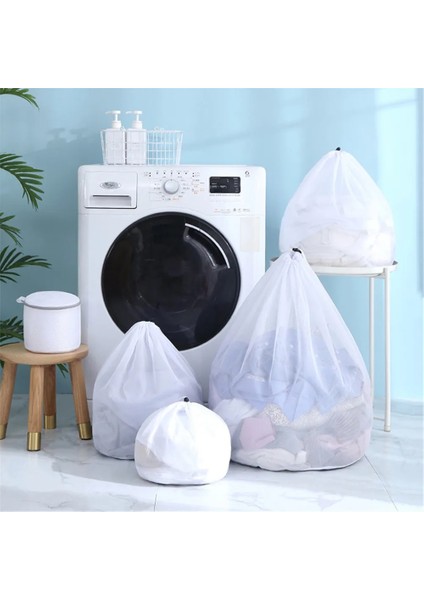 KABA30X40 Stili 4 Adet Büyük Kapasiteli Örgü Çamaşır Yıkama Torbası Giyim Yıkama Bakımı Koruma Ağı Iç Çamaşırı Mont Perde Ipli Çamaşır Sepeti (Yurt Dışından)