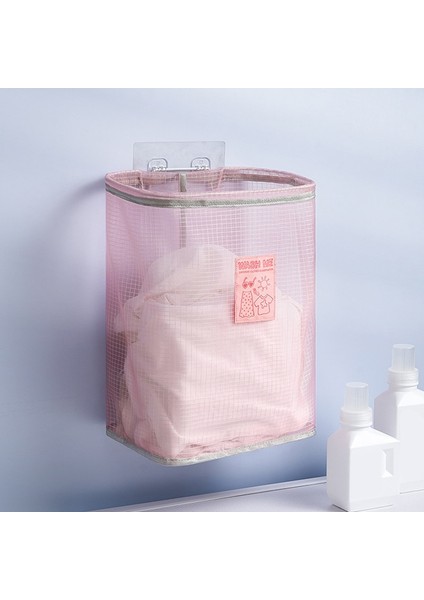 Pembe Stil Duvara Monte Nefes Alabilir Çamaşır Sepeti Katlanabilir Kirli Giysi Sepeti Banyo Giysi Saklama Sepetleri Çamaşır Organizatör (Yurt Dışından) indirimleri