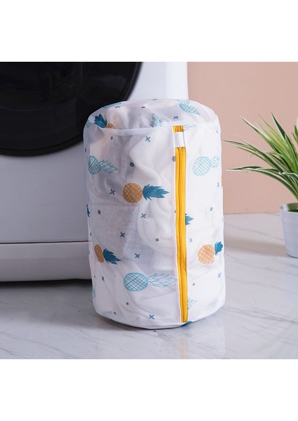 M 40-50CM Stili Ananas Baskı Fermuarlı Örgü Çamaşır Torbası Polyester Çamaşır Net Çanta Iç Çamaşırı Çorap Çamaşır Makinesi Kılıfı Giysi Sutyen Çantaları (Yurt Dışından)