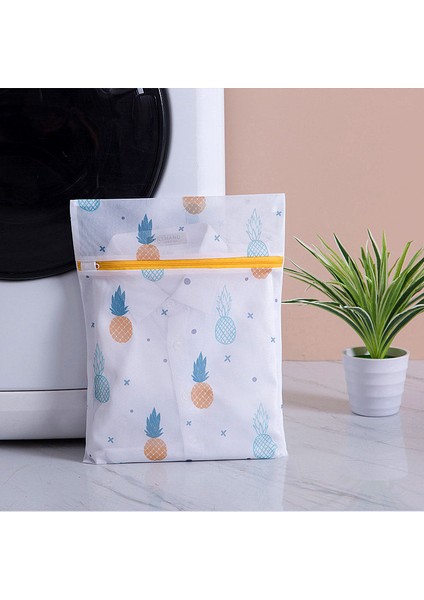 M 40-50CM Stili Ananas Baskı Fermuarlı Örgü Çamaşır Torbası Polyester Çamaşır Net Çanta Iç Çamaşırı Çorap Çamaşır Makinesi Kılıfı Giysi Sutyen Çantaları (Yurt Dışından)