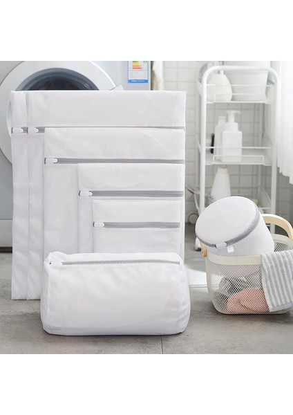 Ince Ağ 40-50CM Stili Gri Fermuar Örgü Çamaşır Yıkama Torbaları Seyahat Taşınabilir Giysi Organizatör Iç Çamaşırı Sutyen Yıkama Torbası Katlanabilir Net Kirli Çamaşır Torbası (Yurt Dışından)